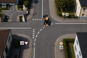 führungslinie bei richtungsänderung der hauptstrasse