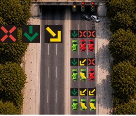 lichtsignal system für die zeitweilige regulierung von fahrstreifen