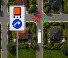 vorgeschriebene fahrtrichtung für fahrzeuge mit gefährlicher ladung
